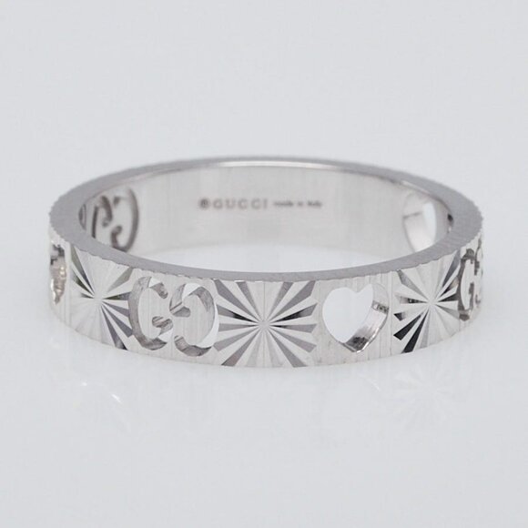 Gucci 18k White Gold Icon Heart Cut Out Ring Size 6.5 - Picture 1 of 8